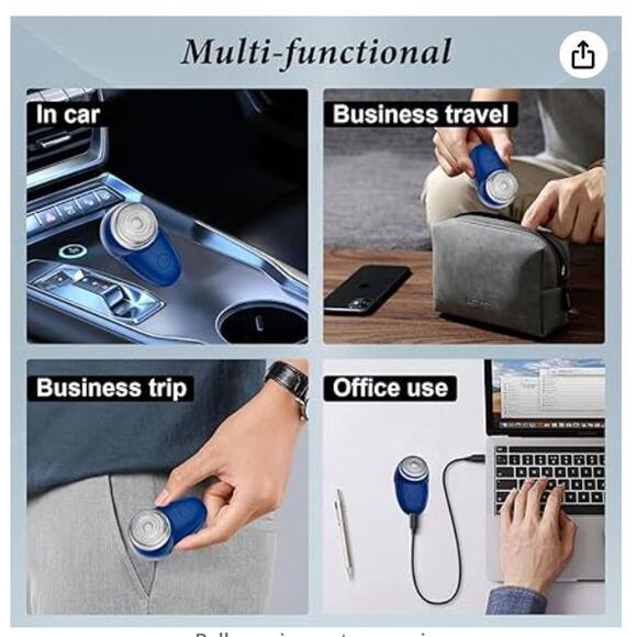 Electric Shaver with LED Display, Upgrade Curved Blade Net, Portable, Blue - Picture 7 of 7